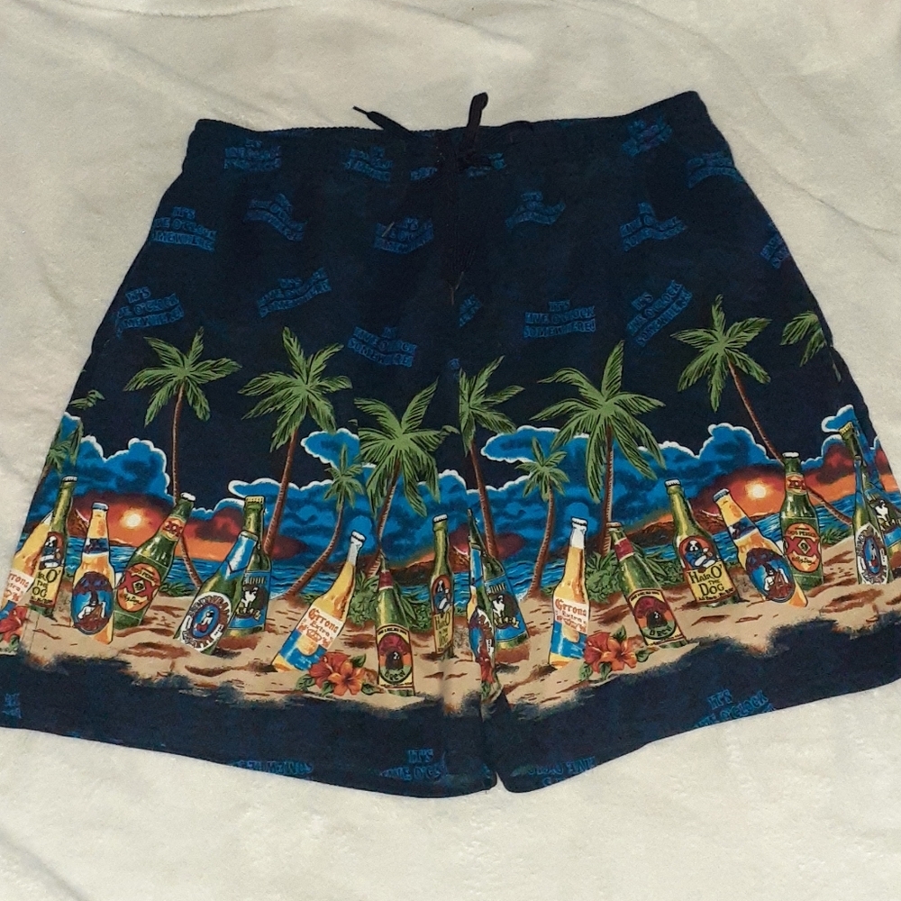 90s Big Dogs Its 5 O'clock Somewhere Vintage Swimming Trunks Swim Shorts Beer